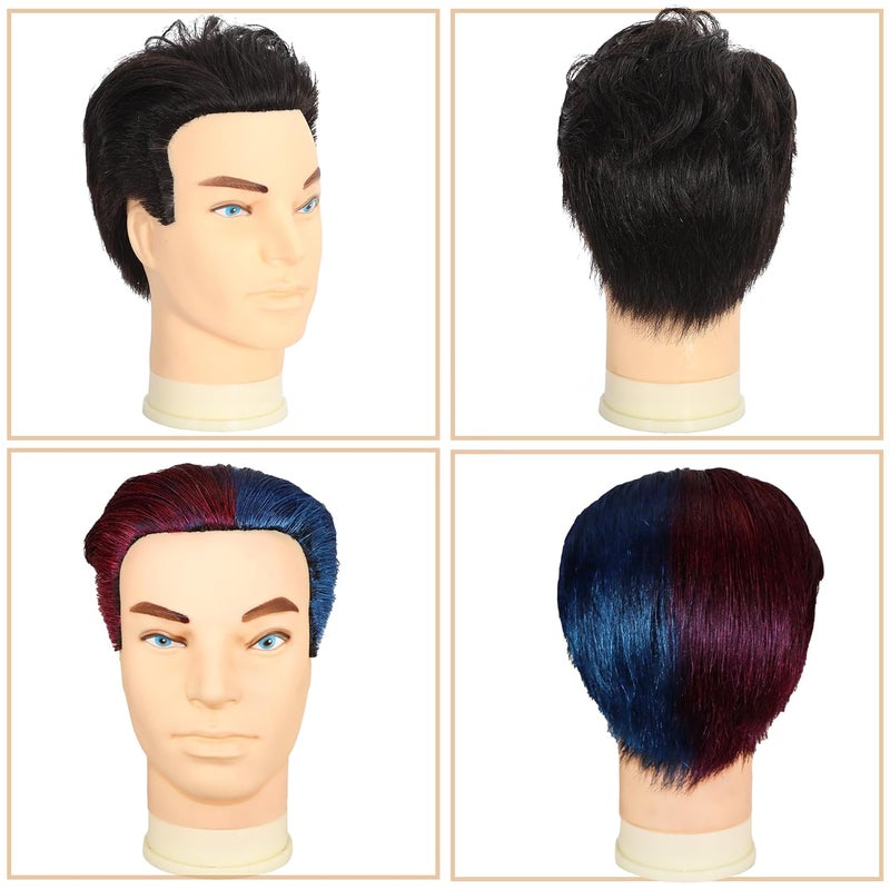 simnient Barber Male mannequin Head Human Hair 12'',training Manikin Head Doll Head for Hairdresser Cutting & Styling, Cosmetology Training Doll Head with Clamp Stand - Image 5